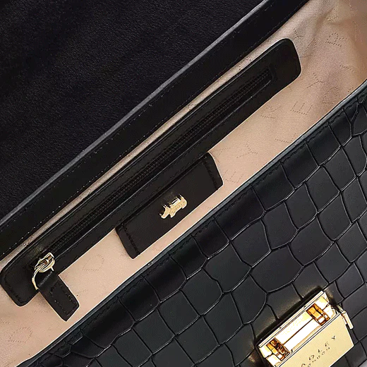 Radley Hanley Close Black Faux Croc Flapover Grab Bag - Image 3