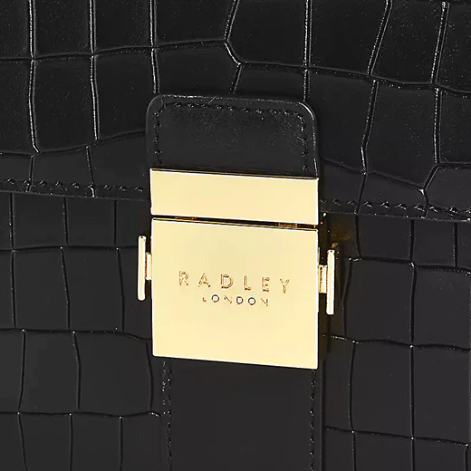 Radley Hanley Close Black Faux Croc Flapover Grab Bag - Image 4