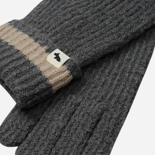 Radley Knitters Lane Dark Grey Gloves with Contrasting Stripe - Image 2