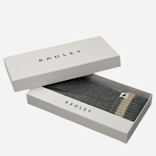 Radley Knitters Lane Dark Grey Gloves with Contrasting Stripe - Image 3