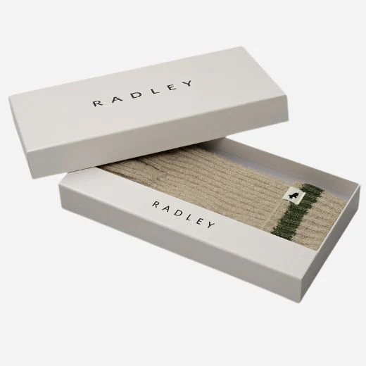 Radley Knitters Lane Oatmeal Marl Gloves with Contrasting Stripe - Image 3