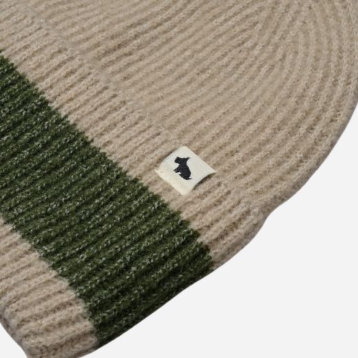 Radley Knitters Lane Oatmeal Marl Hat with Contrasting Stripe - Image 2
