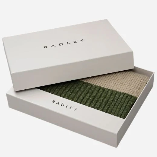Radley Knitters Lane Oatmeal Marl Scarf with Contrasting Ends - Image 3
