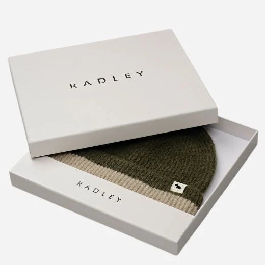 Radley Knitters Lane Pine Needle Hat with Contrasting Stripe - Image 3
