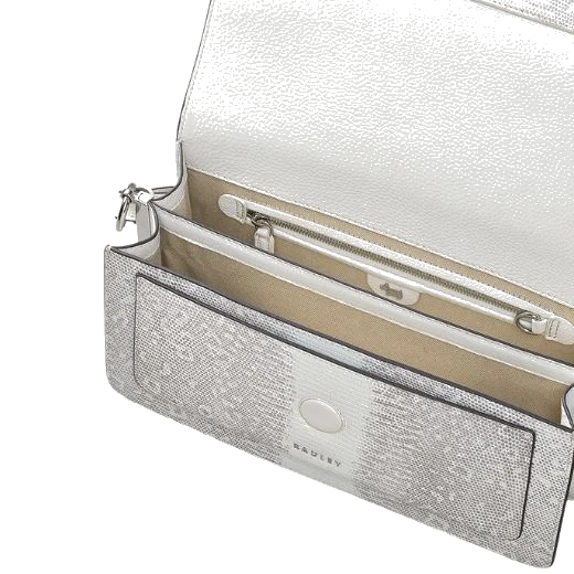 Radley Leather Lane Bright White Faux Lizard Medium Flapover Shoulder Bag - Image 3