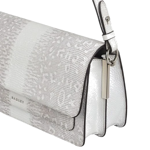 Radley Leather Lane Bright White Faux Lizard Medium Flapover Shoulder Bag - Image 4