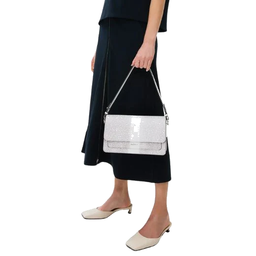 Radley Leather Lane Bright White Faux Lizard Medium Flapover Shoulder Bag - Image 6