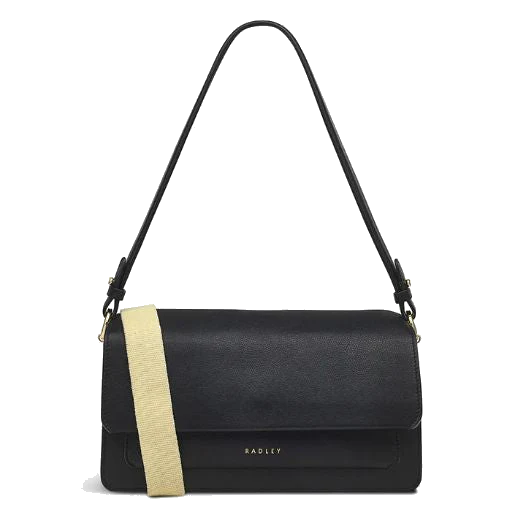 Radley Leather Lane Medium Black Flapover Shoulder Bag