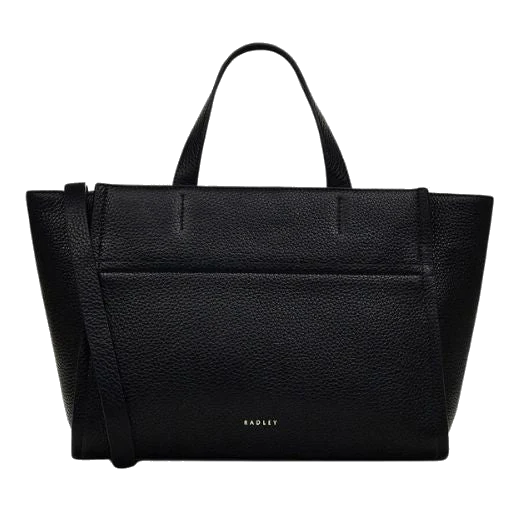 Radley Oak Street Black Leather Zip-Top Medium Grab Bag