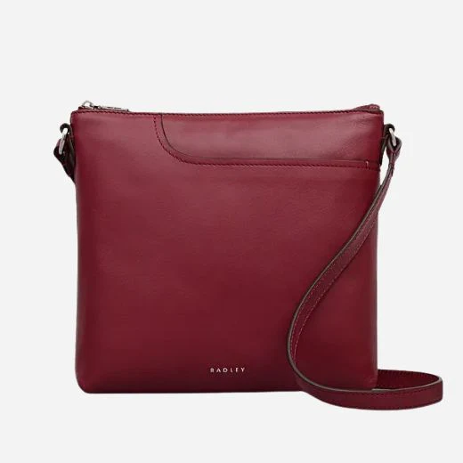 Radley Pockets Carmine Red Leather Small Zip Top NS Cross Body Bag