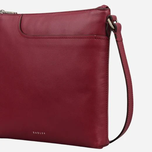 Radley Pockets Carmine Red Leather Small Zip Top NS Cross Body Bag - Image 4