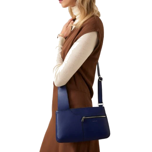 Radley Pockets Icon Evenfall Blue Leather Zip Top Crossbody Bag - Image 4