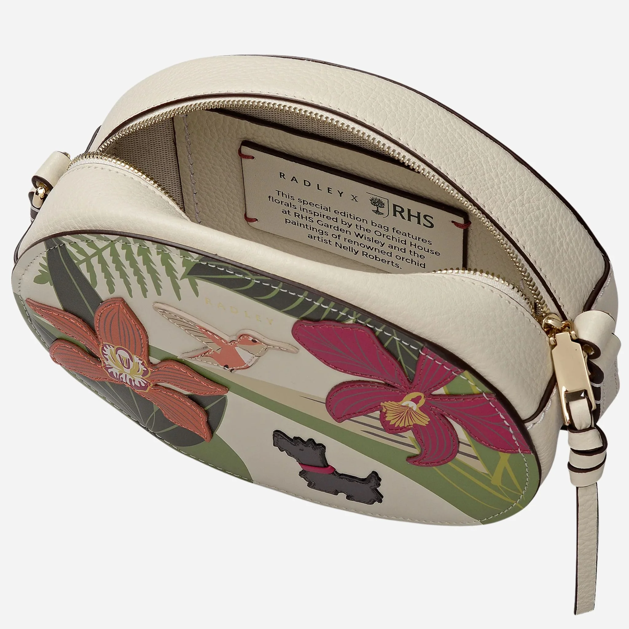 Radley RHS Orchid House Small Leather Ziptop Cross Body Bag - Image 3