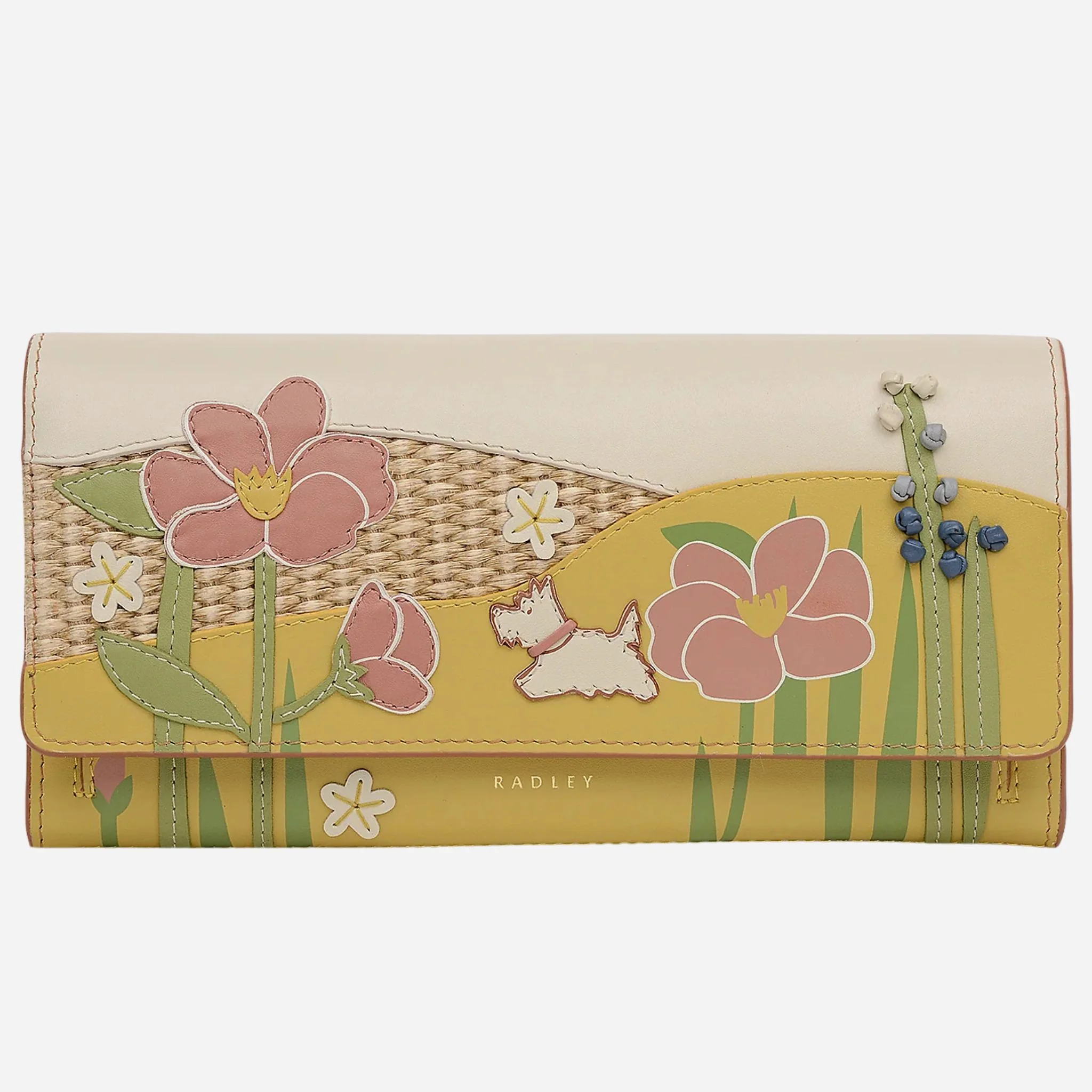 Radley Spring Blooms Raffia and Leather Large Flapover Purse