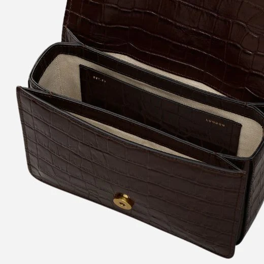 Radley The Belsize Dark Oak Faux Croc Leather Small Flapover Shoulder Bag - Image 3