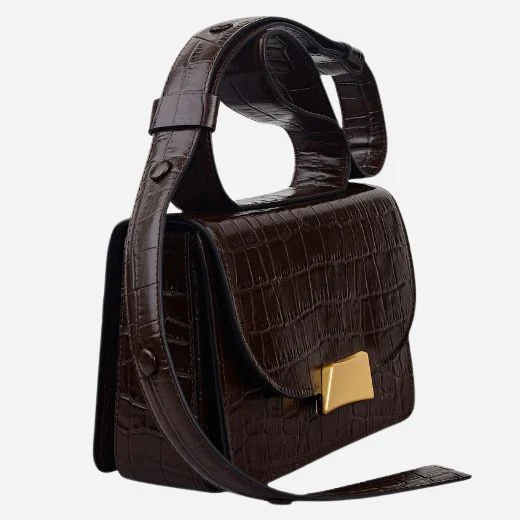 Radley The Belsize Dark Oak Faux Croc Leather Small Flapover Shoulder Bag - Image 4