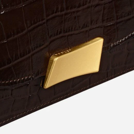 Radley The Belsize Dark Oak Faux Croc Leather Small Flapover Shoulder Bag - Image 5