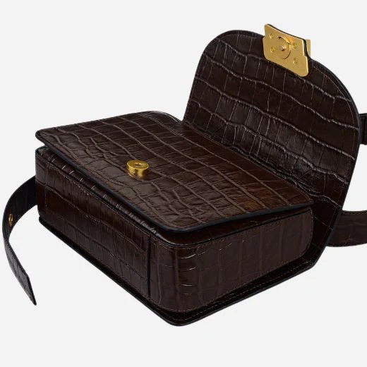 Radley The Belsize Dark Oak Faux Croc Leather Small Flapover Shoulder Bag - Image 6