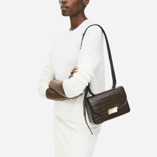 Radley The Belsize Dark Oak Faux Croc Leather Small Flapover Shoulder Bag - Image 7