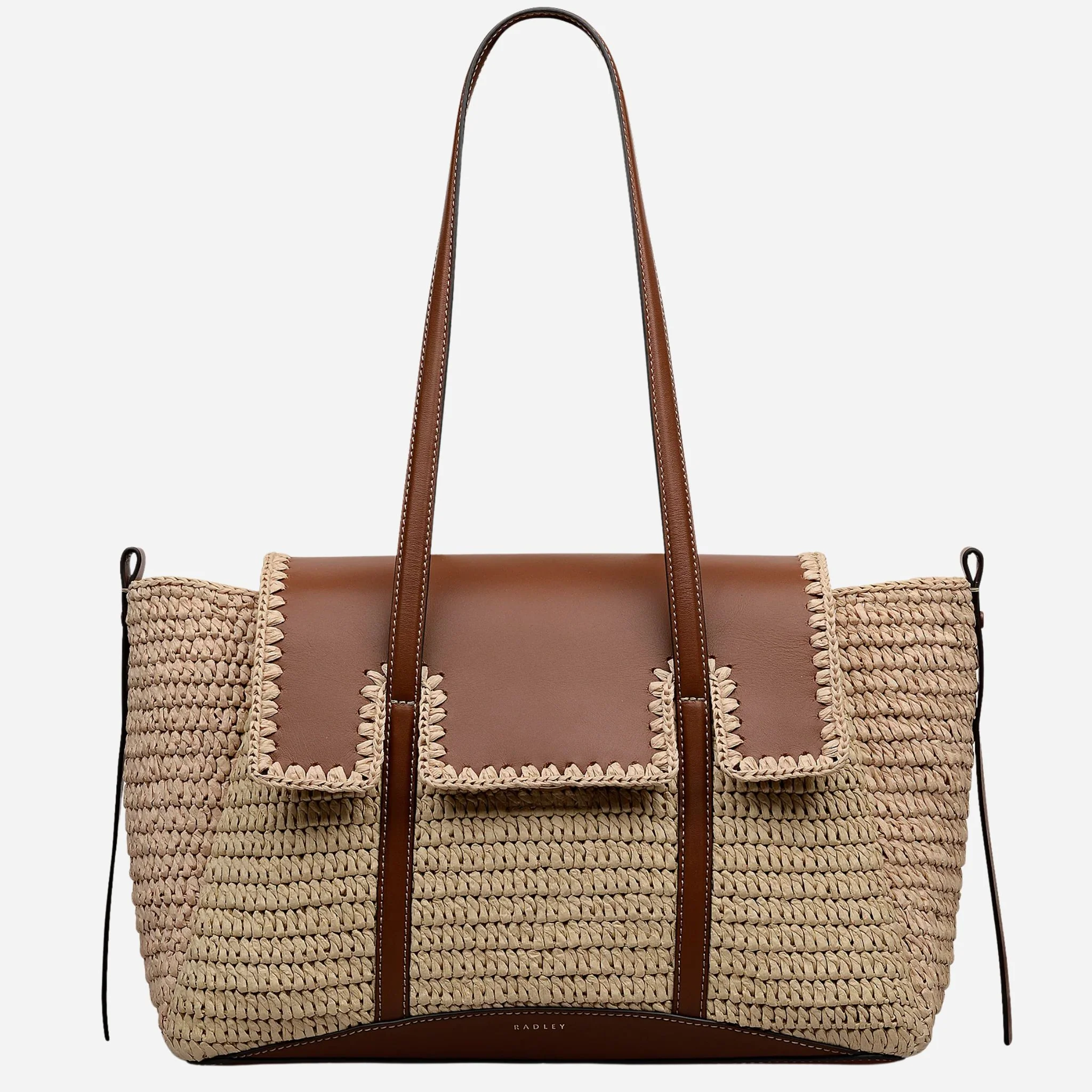 Radley The Chancery Natural Woven Raffia Medium Flapover Shoulder Bag