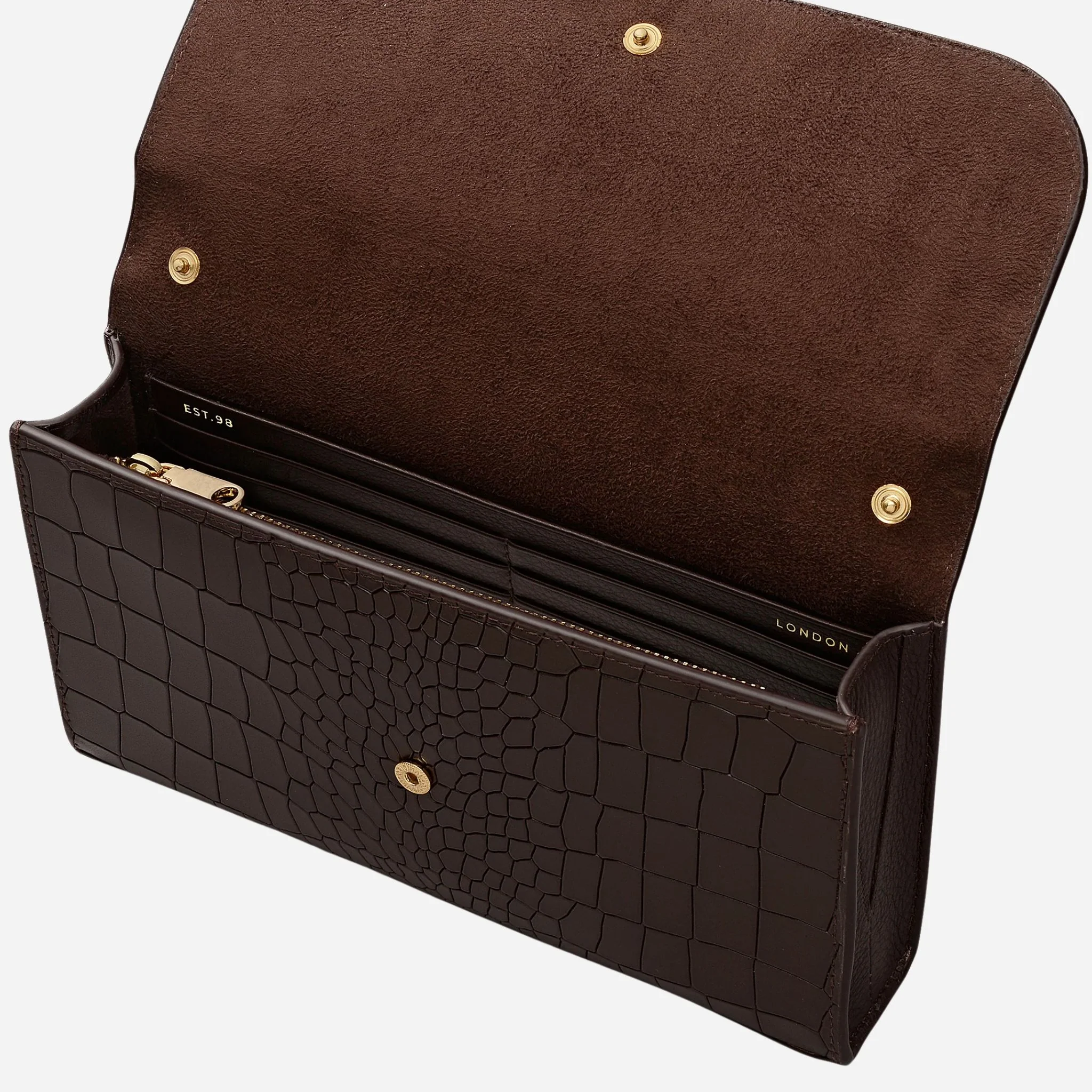 Radley The Rathbone Faux Croc Dark Oak Micro Flapover Cross Body Bag - Image 4