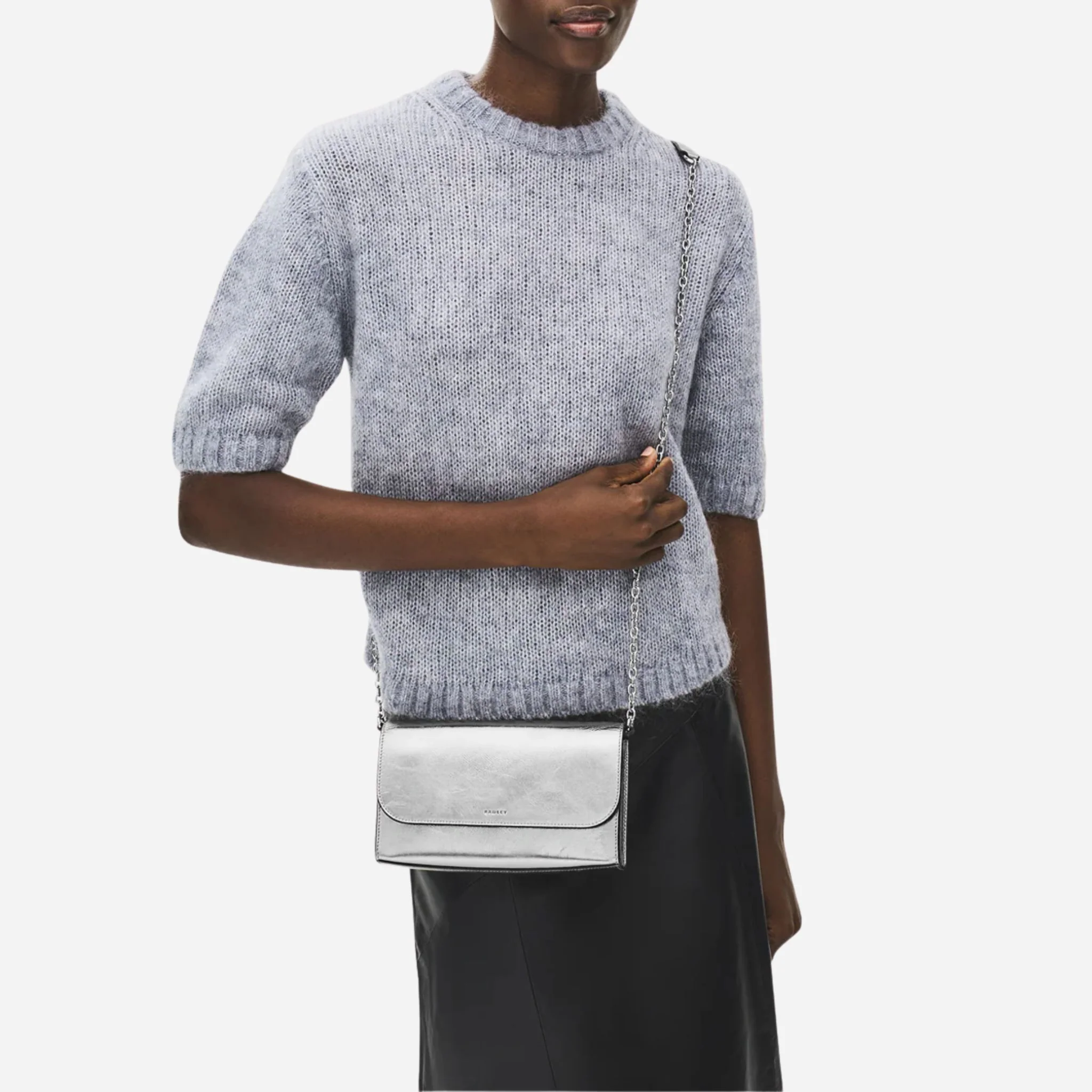 Radley The Rathbone Silver Micro Flapover Cross Body Bag - Image 6