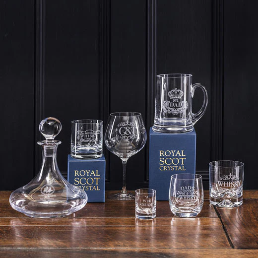 Royal Scot Crystal 2 x 24cl 'Whisky' Engraved Barrel Tumblers - Image 2