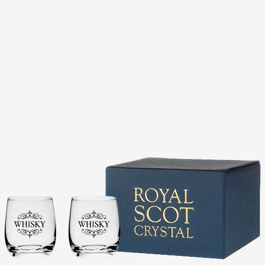 Royal Scot Crystal 2 x 24cl 'Whisky' Engraved Barrel Tumblers - Image 3