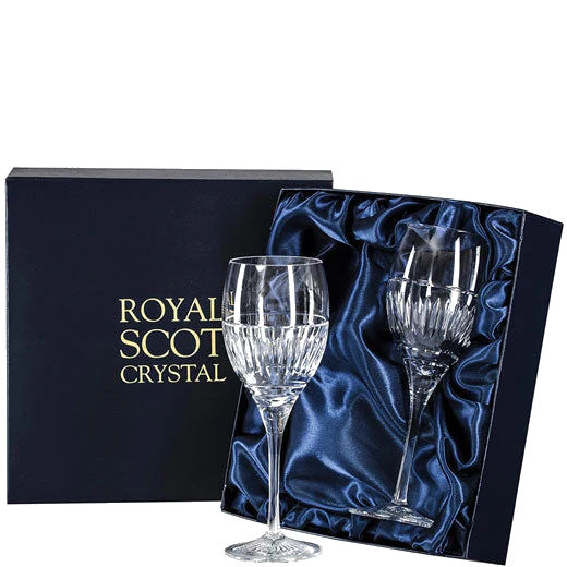 Royal Scot Crystal Art Deco 2 x 33cl Large Wine Glasses - Image 2