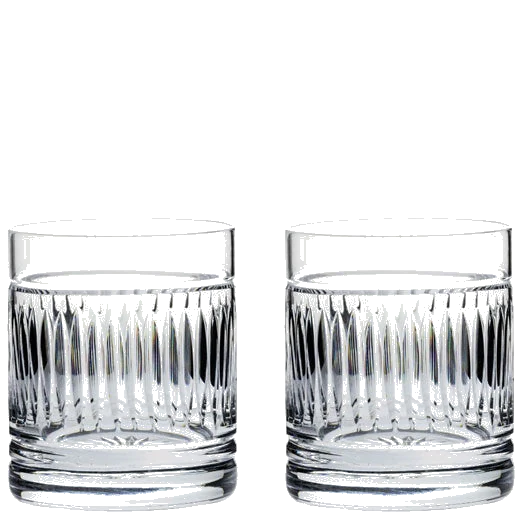 Royal Scot Crystal Art Deco 2 x 38cl Large 'On the Rocks' Tumblers