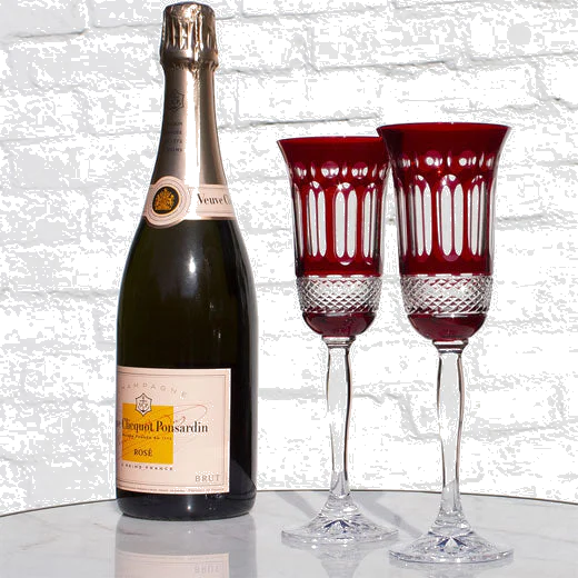 Royal Scot Crystal Belgravia 2 x 18cl Ruby Red Champagne Flutes - Image 3