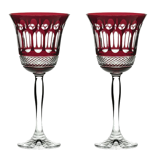 Royal Scot Crystal Belgravia 2 x 25cl Ruby Red Large Wine Glasses