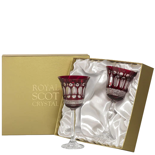 Royal Scot Crystal Belgravia 2 x 25cl Ruby Red Large Wine Glasses - Image 2
