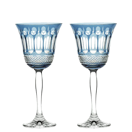Royal Scot Crystal Belgravia 2 x 25cl Sky Blue Large Wine Glasses