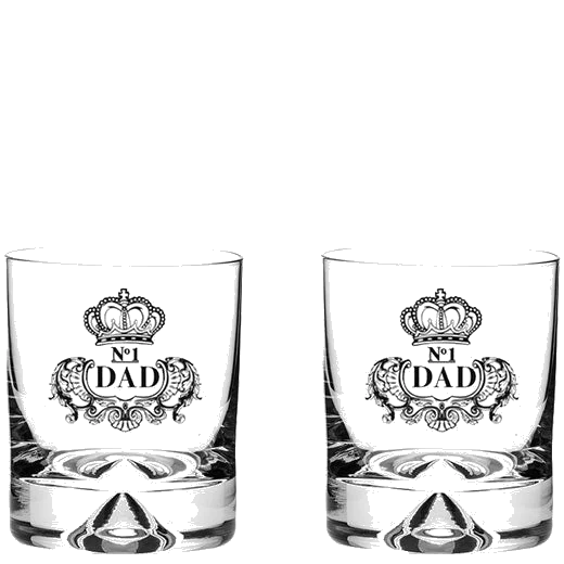 Royal Scot Crystal Dimple Base 2 x 28cl 'No.1 Dad' Engraved Large Tumblers