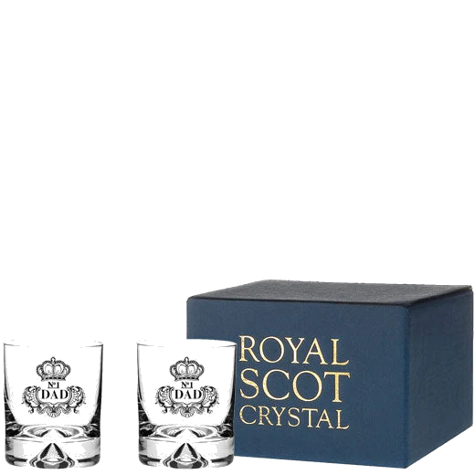 Royal Scot Crystal Dimple Base 2 x 28cl 'No.1 Dad' Engraved Large Tumblers - Image 2