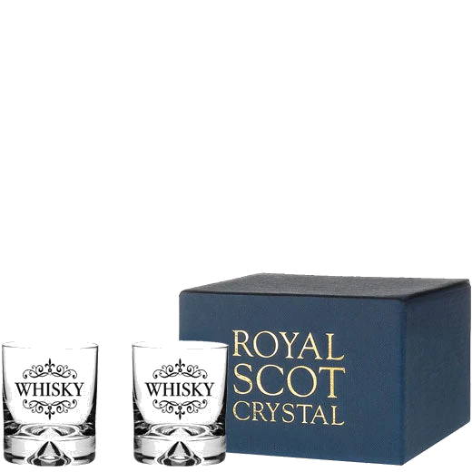 Royal Scot Crystal Dimple Base 2 x 28cl 'Whisky' Engraved Large Tumblers - Image 2