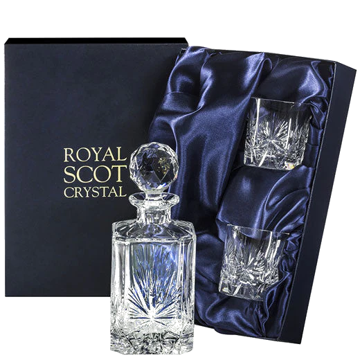 Royal Scot Crystal Edinburgh Star Square Whisky Set