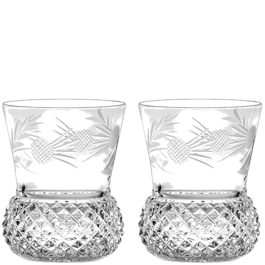 Royal Scot Crystal Flower of Scotland 2 x 26cl Thistle Shape Large Tumblers