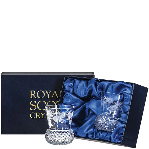 Royal Scot Crystal Flower of Scotland 2 x 26cl Thistle Shape Large Tumblers - Image 2