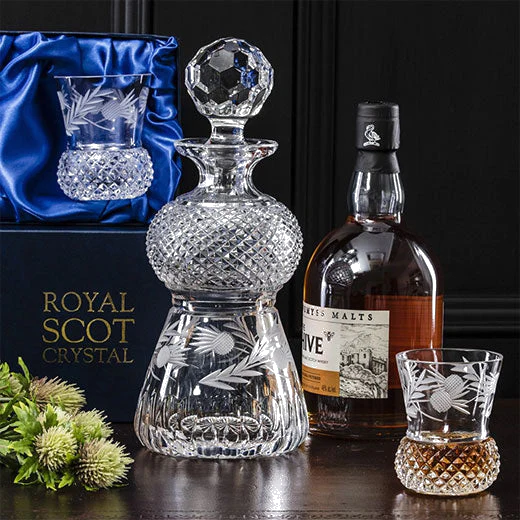 Royal Scot Crystal Flower of Scotland 55cl Thistle Shape Whisky Decanter - Image 3