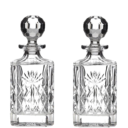 Royal Scot Crystal Prestige Double Oak Tantalus & 2 Square Spirit Decanters - Image 2