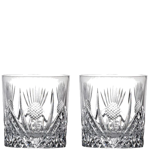 Royal Scot Crystal Scottish Thistle 2 x 24cl Whisky Tumblers