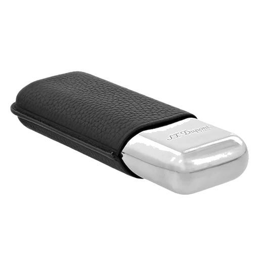 S.T. Dupont Paris Black Grained Leather 2 Cigar Case - Image 4