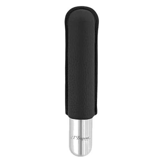 S.T. Dupont Paris Black Leather & Chrome Cigar Case