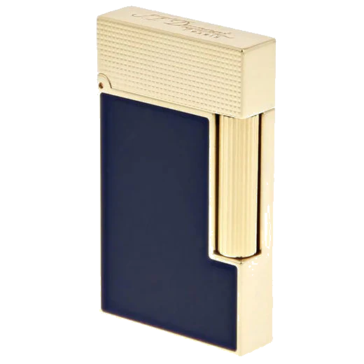 S.T. Dupont Paris Blue Lacquer & Yellow Gold Ligne 2 Cling Lighter