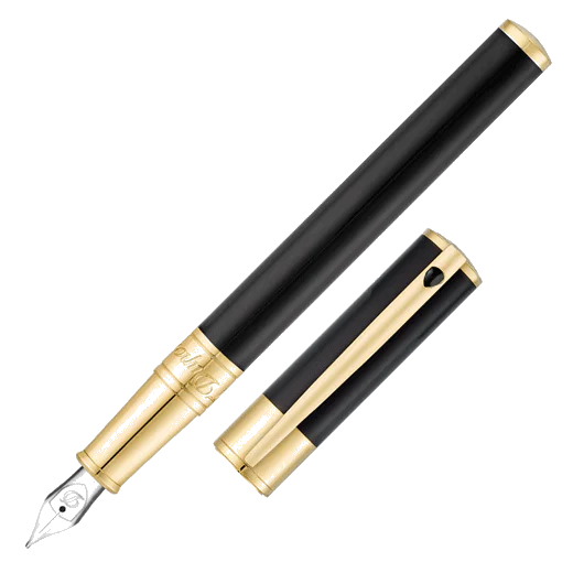 S.T. Dupont Paris D-Initial Black and Gold Fountain Pen