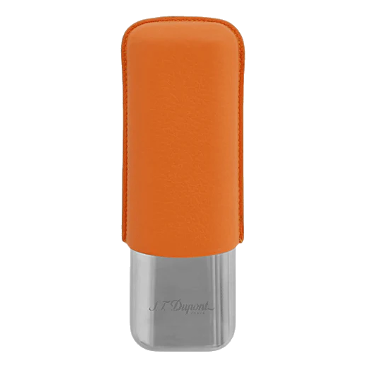 S.T. Dupont Paris Double Cigar Case Grained Orange Leather