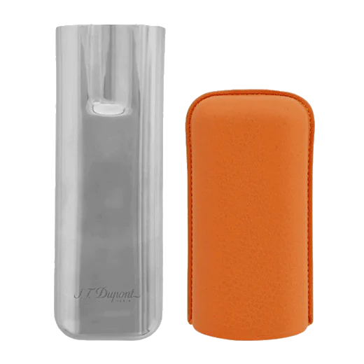 S.T. Dupont Paris Double Cigar Case Grained Orange Leather - Image 3