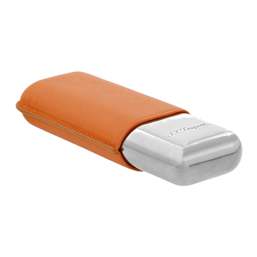 S.T. Dupont Paris Double Cigar Case Grained Orange Leather - Image 4